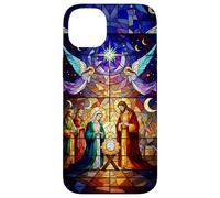 Stained Glass Nativity Scene Christmas Art Carcasa para iPhone 14 Plus