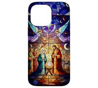 Stained Glass Nativity Scene Christmas Art Carcasa para iPhone 14 Pro MAX