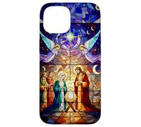 Stained Glass Nativity Scene Christmas Art Carcasa para iPhone 15