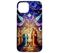 Stained Glass Nativity Scene Christmas Art Carcasa para iPhone 15 Plus