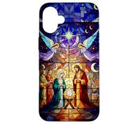 Stained Glass Nativity Scene Christmas Art Carcasa para iPhone 16 Plus
