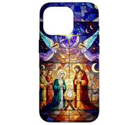 Stained Glass Nativity Scene Christmas Art Carcasa para iPhone 16 Pro