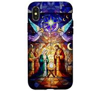 Stained Glass Nativity Scene Christmas Art Carcasa para iPhone X/XS