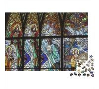 Stained Glass Puzzle 1000 Piezas Material Reciclable Church Art Adult Jigsaws Accesorios para Tiempo de Juego Familiar Interesante Family Juego para Casa 52x38cm/1000pcs