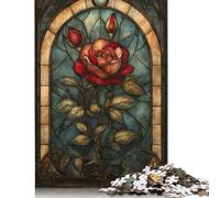 Stained Glass Rose Puzzles Imposible,desafío para Adultos Entretenimiento Creativo 1000 Piezas Obra De Arte De Juego De para Adultos Y Niños A Partir De 12 Años 1000pcs (75x50cm)