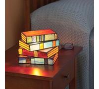 Stained Glass Stacked Books Lamp | Acrylic Colorful Stacked Books Night Light | Novelty Lighting Book Stacking Lamps | Vintage Table Lamp for Bedroom, Living Room, Home Decor