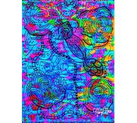 Stained Glass Style, Blue Cardinal, Star-Detailed, 8x11 Page, Hardcover Journal, Art Pad, Sketchbook, Drawing Book: Created With Hand-Drawn Art By: Artist Mary Elisabeth Linder @ MaryEMade