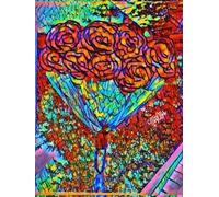 Stained-Glass Style, Floral Bouquet, Star-Detailed, 8x11 Page, Hardcover Journal, Art Pad, Sketchbook, Drawing Book: Created With Hand-Drawn Art By: Artist Mary Elisabeth Linder @ MaryEMade