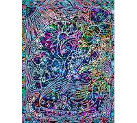 Stained-Glass Swan, Blue And Teal, Geometric Patterned, 200 Unlined, Star Detailed Page, 8x11, Hardcover Journal, Art Pad, Sketchbook, Drawing Book: ... By: Artist Mary Elisabeth Linder @ MaryEMade