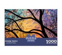 Stained Glass Tree Branches Sunset 1000 Pcs Ökopapier Puzzle Colorful Glasses Stressabbau Kreatives Spiel Puzzles Für Erwachsene Und Kinder 38x26cm/1000pcs