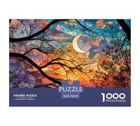 Stained Glass Tree Branches Sunset 1000 Stück Premium-Karton Puzzle Colorful Glasses Stressabbau Kreatives Spiel Puzzles Für Erwachsene Und Kinder 70x50cm/1000pcs