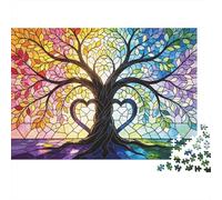Stained Glass Tree Puzzle 1000 Piezas Reciclado Material Rainbow Art Puzzles para Niños y Niñas Ages 6 Years Up Divertido and Desafiante Family Game Activity 52x38cm/1000 Piezas