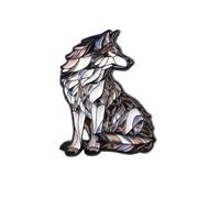 Stained Glass Wildlife Enamel Pins, Animal Pins with Fox, Wolf, Hummingbird & Red Bird, Cute Unique Wildlife Brooch for scarves, backpacks, and jackets-to animal lovers (Wolf)