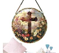 Stained Glass Window - Religious Wall Art Flower Acrylic, Garden Art Home Decoration, Window Ornament Suspending, Indoor Outdoor Display, Decorative Hanging Panel, Colorful Stained Glass Accent