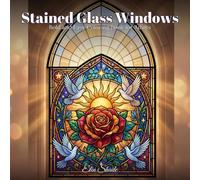 Stained Glass Windows: Bold and Easy Coloring Book for Adults: 40 Large Print Gothic Arch Designs Featuring Flowers, Birds, Sun, Moon and Stars for Relaxation and Stress Relief