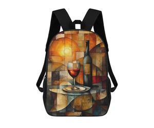 Stained Glass Wine Still Life with Golden Glow Mochilas Mochilas Infantiles Mochila Escolar Mochila Escolar Infantil Impresa En 3D Mochilas De Viaje De Moda Para Niños De Primaria Y Secundaria 17inch