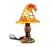 Stained Glass Witch Hat Lamp - Halloween Table NightLights, Resin Witch Hat Decorative Lamp with Wired Switchh, Halloween Atmosphere Stained Glass Style Light for Bedroom, Room, Desk, Party Decor