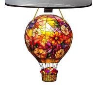 Stained Hot Air Balloon Ornament, Solar Light Outdoor Decor for Garden, Weatherproof Hanging Decoration for Backyard, Patio, Balcony, Yard, Terrace, 7.87x5.91 Inches, 1 Set