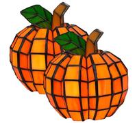 Stained Resin Pumpkin Lamp, Orange Indoor Patch the Pumpkin Stained Resin Accent Lamp, Halloween Starry Night Pumpkins Lantern Decorative Ornaments for Home, Holiday, Party