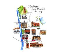 Staines Upon Thames, Surrey, Journal, Notebook, 200 Pages A5+ lined pages.: Featuring Hand-drawn illustrated map cover with famous landmarks