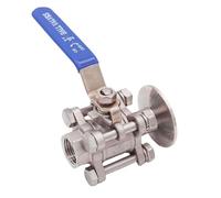 Stainless Ball Valve 1.5"TC To 1/2" Female BSP(NPT) 304 Stainless Steel 3-Piece Design 1/2"ID Valve Body(NPT)