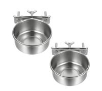 Stainless Bird Feeder, Double Pet Bowl Set, 3.94x1.77 inch Cage Cup with Secure Clamp, Food Water Holder, Steel Dish with Smooth Design, Feeding Supply for Parrots and Pigeons