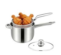 Stainless Fryer Pot, Countertop Chip Pan Cooker, 2L Fryer with Mesh Basket, Durable Steel Deep Fryers, Counter Fryers Pot with Heat Resistant Handle, Cooking Tool for Kitchen Use