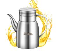 Stainless Oil Dispenser - Leakproof Kettle | Built-in Filter Mesh Stainless Steel Cooking Oil Dispenser, Ideal for Frying, Salad, BBQ, Grilling, Baking, Home Kitchen, Catering, And Restaurant Use