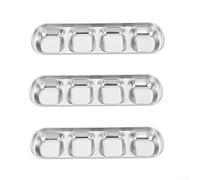 Stainless Steel 4 Compartment Dipping Sauce Dish 3 Pack for Soy Sauce Vinegar Mustard And Condiments In Home Restaurant Or Catering