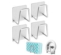 Stainless Steel Adhesive Sponge Holder Sink Çaddy Drain Rack 4-Pack | Rust-proof stainless steel adhesive sponge holders in a 4-pack. Open design allows quick drainage for kitchen sponges