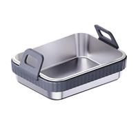 Stainless Steel Baking Pan With Silicone Handles - Air Fryer Oven Tray | Heavy Duty Roasting Rack With Removable Silicone Grips, Dishwasher Safe Grilling Sheet, Rust-Proof Kitchen Bakeware, 1-Pack