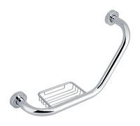 Stainless Steel Bathtub Grab Bar | Shower Security Handle with Soap Holder | Slip - Defying Bathroom Arm Rail for Elderly/Young Users/Disabled | Simple Install Tub Handrail
