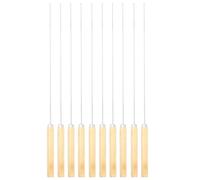 Stainless Steel BBQ Skewers | 10 - Piece Set with Wooden Handles Helps Avoid Burning | Barbecue Tools for Grilling/Camping/Outdoor Cooking | 33cm Heavy - Duty Roasting Sticks