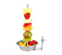 Stainless Steel Bird Cage Feeder with Bowl & Fruit Skewer | 4x3x5 Inch No- Veggie Holder For Parakeets | Cockatiel Lovebird Conure Food Accessory | Dual-Use Vegetable Fruit Dispenser