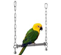 Stainless Steel Bird Swing, Large Hanging Perch with Bell Parrots, Interactive Cage Swing for Cockatiel Conure Lovebird Canary Macaw African Grey Cockatoo, Strong Rust Resistant Perch for Play and Tra