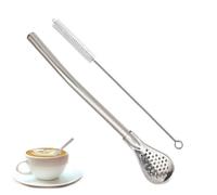 Stainless Steel Bombilla - Reusable Drinking Straw, Built-In Filter Spoon, Smooth Stirring Tube | Portable Multifunction Straw For Coffee Beverage Juice Tea Soup Bar Accessories