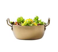 Stainless Steel Bowls - Bowl doble de oído, 5,91 x 5 x 1,77 pulgadas Golden Instant Noodle Bowl with Handle for Rice, Postres, Snacks, Soup, Ensalada, Hot or Cold Meals, Durable Kitchen Dish for Home
