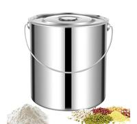 Stainless Steel Bucket with Lid, Large Metal Storage Container, Water Pail with Sturdy Handle, Multipurpose Kitchen Organizer with Sealed Top, Bucket for Rice Flour Cereal Food Pantry Stove Apartment