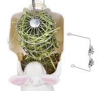 Stainless Steel Bunny Hay Feeder Rack, Grass Dispenser Bowl for Small Pets, Practical Feeding Holder for Chinchillas Hamsters & Other Cage Animals in Clean and Organized