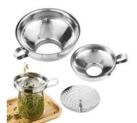 Stainless Steel Canning Funnel - 6.89x2.28 Inches Kitchen Gadget | 2 Pieces Food Funnel With Strainer | For Jar Food Cooking Baking Sauce Oil Jam Sugar Flour Powder Grain Liquid