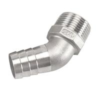 Stainless Steel Cast Pipe Fitting, 45 Degree Hexagonal Elbow Connector, 1/4" 3/8" 1/2" 3/4" 1" 1-1/4" Male To 6mm 8 10 15 20 25 32mm Hose Stainless Steel 45° Elbow Hose Connector, 1PCS(DN8*8MM)