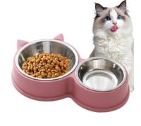 Stainless Steel Cat Bowls, Anti-Slip Cat Ear Shape Dog Bowls, 11,81 x 5,51 x 1,97 pulgadas Water Food Alimentador, Thickened Puppy Licking Toys, Tipping-Proof Pet Supplies, (estándar, plateado)