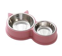 Stainless Steel Cat Bowls, Anti-Slip Cat Ear Shape Dog Bowls, Water Food Feeder, Thickened Pet Dish with Non-Skid Base, Prevents Tipping for Cats, Dogs 30x14x5cm