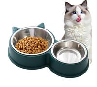 Stainless Steel Cat Bowls, Anti-Slip Ear Shape Dog Feeder, Water and Food Dish, Thickened Puppy Licking Toy, Pet Supplies, Prevents Tipping, Durabled and Safe, 11.81x5.51x1.97 in