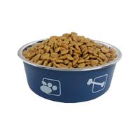 Stainless Steel Cat Bowls, Printed Dog Bowls Large Capacity, Feeding Dish, Anti-Tip Pet Feeder, Rust-Resistant Design, Perfect for Kennel, Crate, Farm, Home, Camping Use, 11x11x4.5cm Light Red Blue