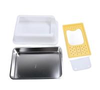 Stainless Steel Cat Litter Box | 13,19 inch High Sides Leakage Guarded & Odor Controlled | Caja de cama cerrada para gatos grandes, varios gatos | Simple to Maintain Non Adhere (White and Yellow)