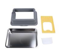 Stainless Steel Cat Litter Box | 13,19 inch High Sides Leakage Guarded & Odor Controlled | Caja de cama cerrada para gatos grandes, varios gatos | Simple to Maintain Non Adhere (Grey and Yellow)