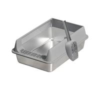 Stainless Steel Cat Litter Box - Bandeja de papel con soporte frontal para gatos, profunda para mascotas, inodoro de gatos profundos semicerrados con cuchara para dormitorio, interior y exterior