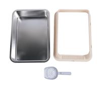 Stainless Steel Cat Litter Box, Large High Sided Kitty Litter Tray with Scoop, Anti-Splashing, Easy to Clean for Indoor Cats (L 3oz)