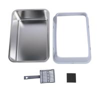 Stainless Steel Cat Litter Box, Large High Sided Open Top Kitty Litter Pan with Scoop and Fence for Big Cats, Anti Splashing Metal Litter Tray for Multi Cat Homes (Gris Claro)